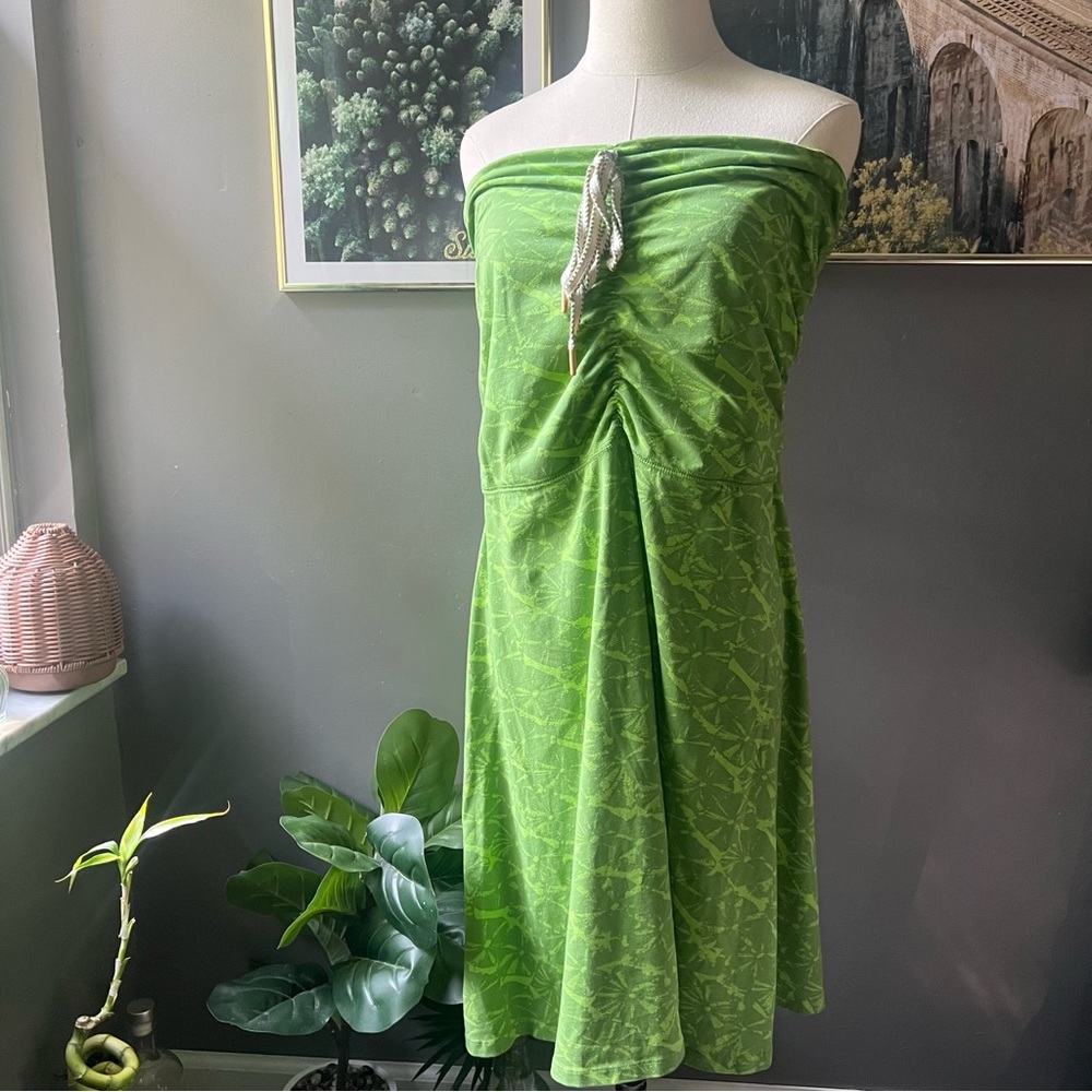 Lucy Bright Green Strapless Ruched Sundress Size XL